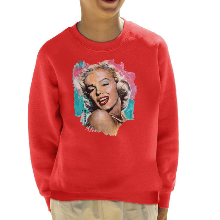Sidney Maurer Original Portrait Of Marilyn Monroe Lipstick Kids Sweatshirt - Kids Boys Sweatshirt