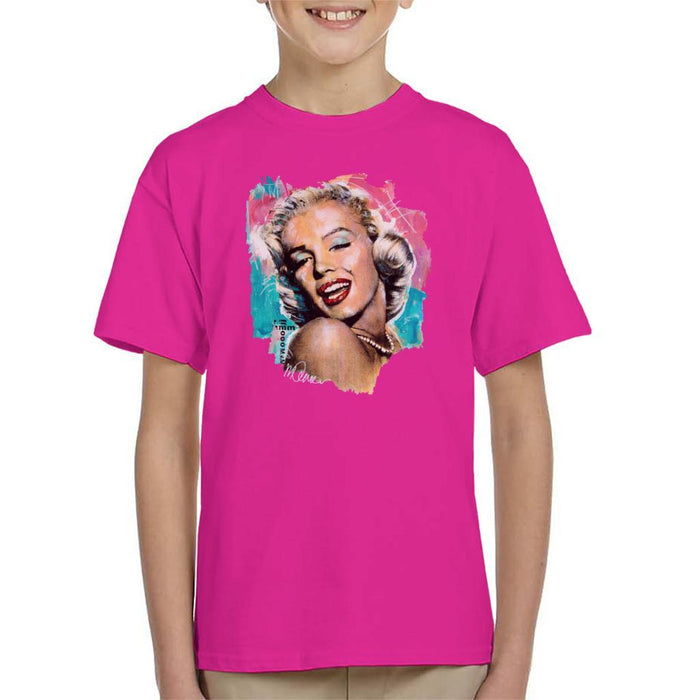 Sidney Maurer Original Portrait Of Marilyn Monroe Lipstick Kids T-Shirt - Kids Boys T-Shirt