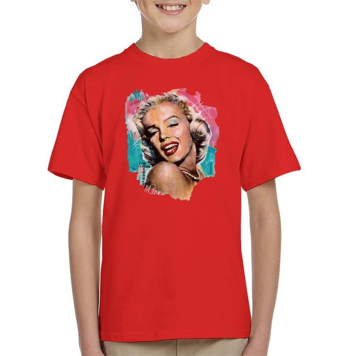 Sidney Maurer Original Portrait Of Marilyn Monroe Lipstick Kids T-Shirt - Kids Boys T-Shirt