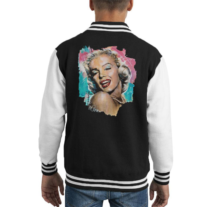 Sidney Maurer Original Portrait Of Marilyn Monroe Lipstick Kids Varsity Jacket - Kids Boys Varsity Jacket