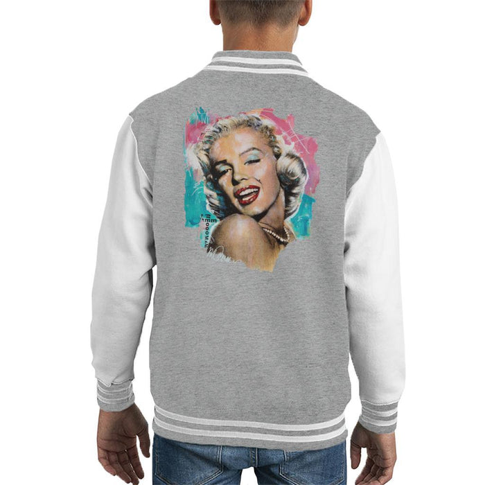 Sidney Maurer Original Portrait Of Marilyn Monroe Lipstick Kids Varsity Jacket - Kids Boys Varsity Jacket