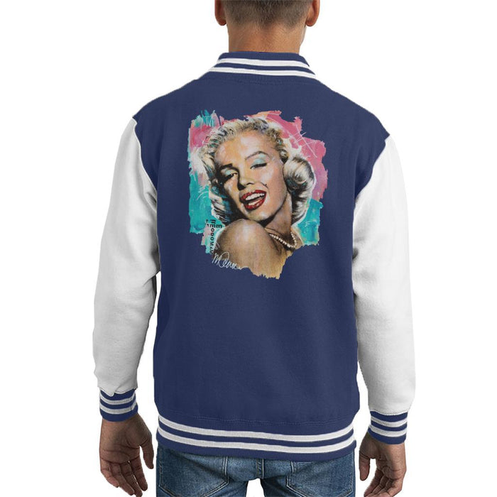 Sidney Maurer Original Portrait Of Marilyn Monroe Lipstick Kids Varsity Jacket - Kids Boys Varsity Jacket