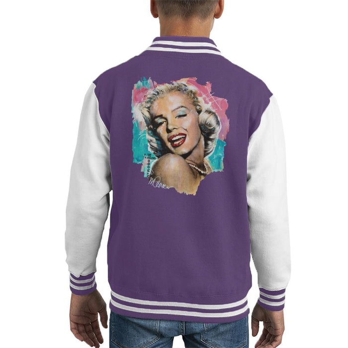 Sidney Maurer Original Portrait Of Marilyn Monroe Lipstick Kids Varsity Jacket - Kids Boys Varsity Jacket