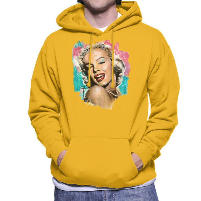 Sidney Maurer Original Portrait Of Marilyn Monroe Lipstick Mens Hooded Sweatshirt - Small / Gold - Mens Hooded Sweatshirt