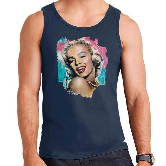 Sidney Maurer Original Portrait Of Marilyn Monroe Lipstick Mens Vest - Small / Navy Blue - Mens Vest