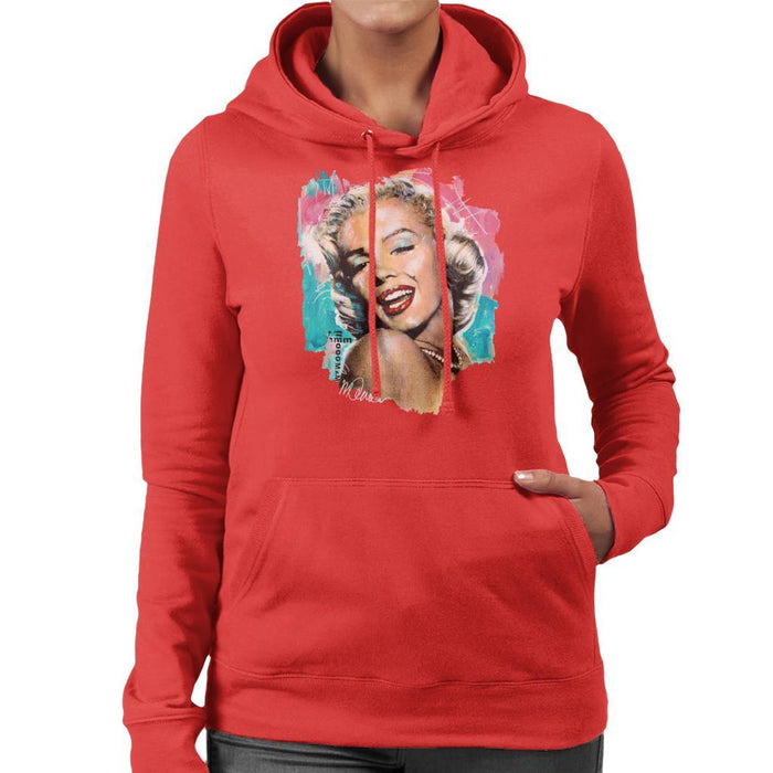 Sidney Maurer Original Portrait Of Marilyn Monroe Lipstick Womens Hooded Sweatshirt - Womens Hooded Sweatshirt