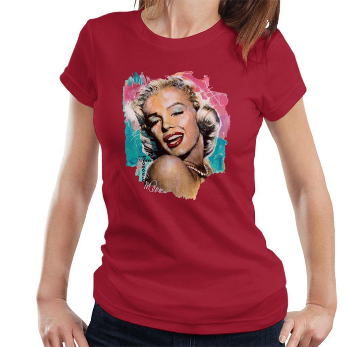 Sidney Maurer Original Portrait Of Marilyn Monroe Lipstick Womens T-Shirt - Womens T-Shirt