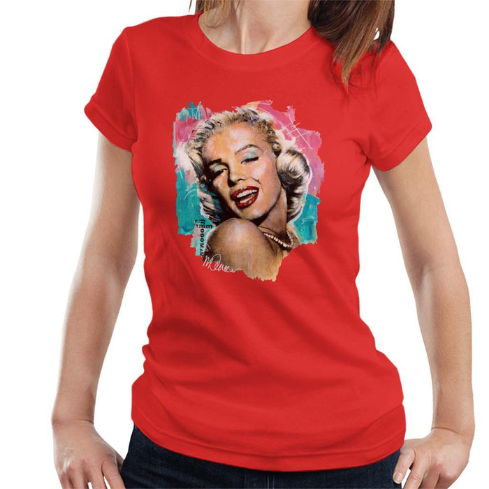 Sidney Maurer Original Portrait Of Marilyn Monroe Lipstick Womens T-Shirt - Womens T-Shirt