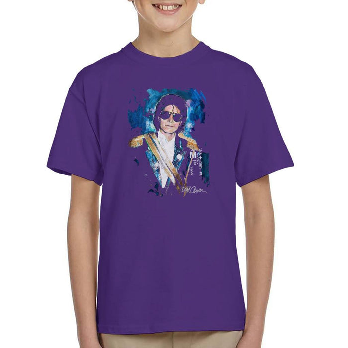 Sidney Maurer Original Portrait Of Michael Jackson 1984 Grammys Kids T-Shirt - X-Small (3-4 yrs) / Purple - Kids Boys T-Shirt