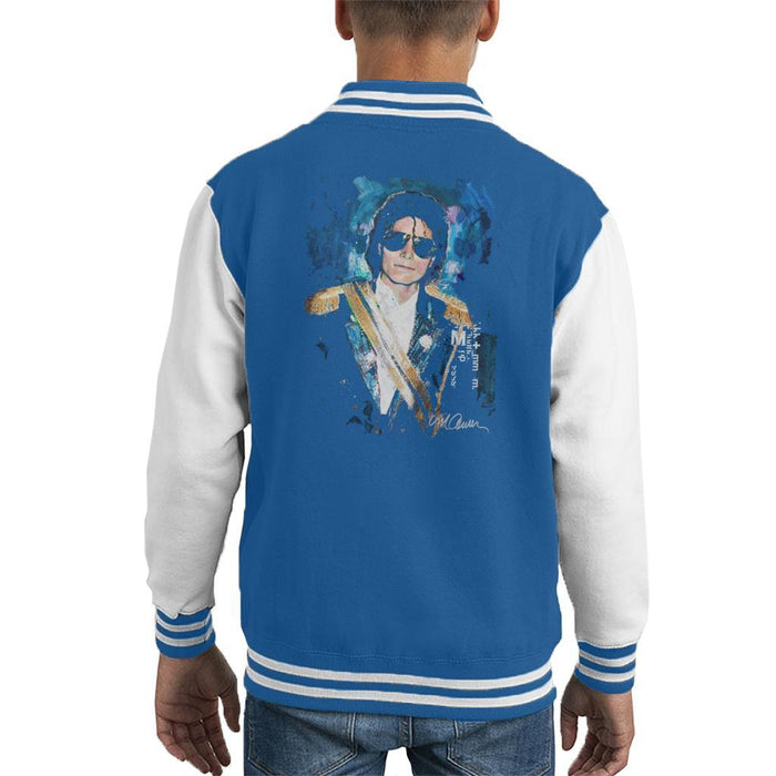 Sidney Maurer Original Portrait Of Michael Jackson 1984 Grammys Kids Varsity Jacket - X-Small (3-4 yrs) / Royal/White - Kids Boys Varsity