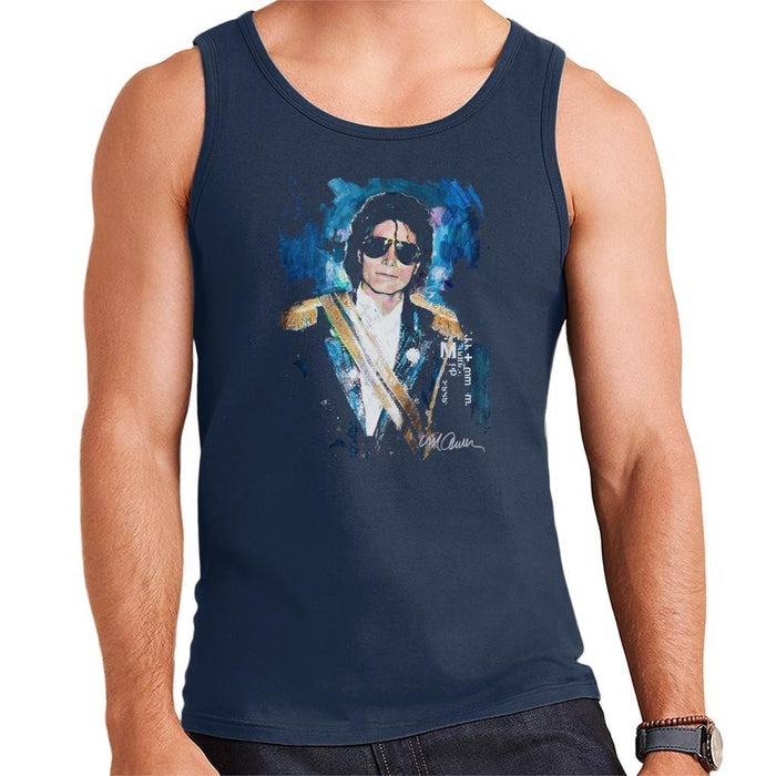 Sidney Maurer Original Portrait Of Michael Jackson 1984 Grammys Mens Vest - Small / Navy Blue - Mens Vest
