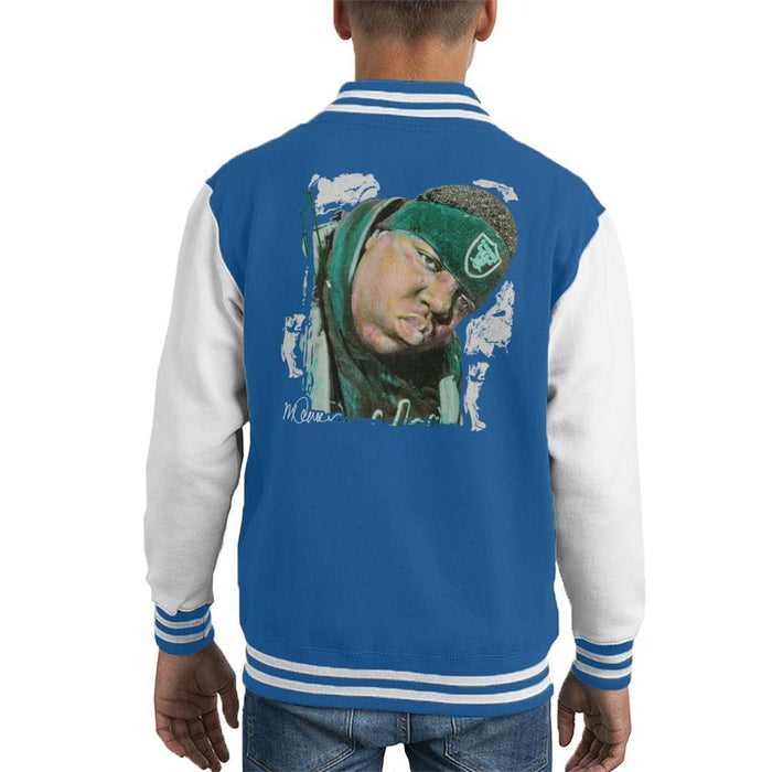 Sidney Maurer Original Portrait Of Notorious BIG Kids Varsity Jacket - X-Small (3-4 yrs) / Royal/White - Kids Boys Varsity Jacket