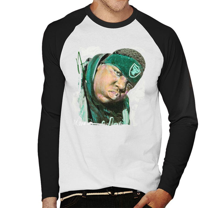 Sidney Maurer Original Portrait Of Notorious BIG Mens Baseball Long Sleeved T-Shirt - Mens Baseball Long Sleeved T-Shirt