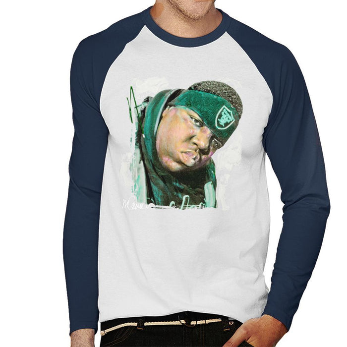 Sidney Maurer Original Portrait Of Notorious BIG Mens Baseball Long Sleeved T-Shirt - Mens Baseball Long Sleeved T-Shirt