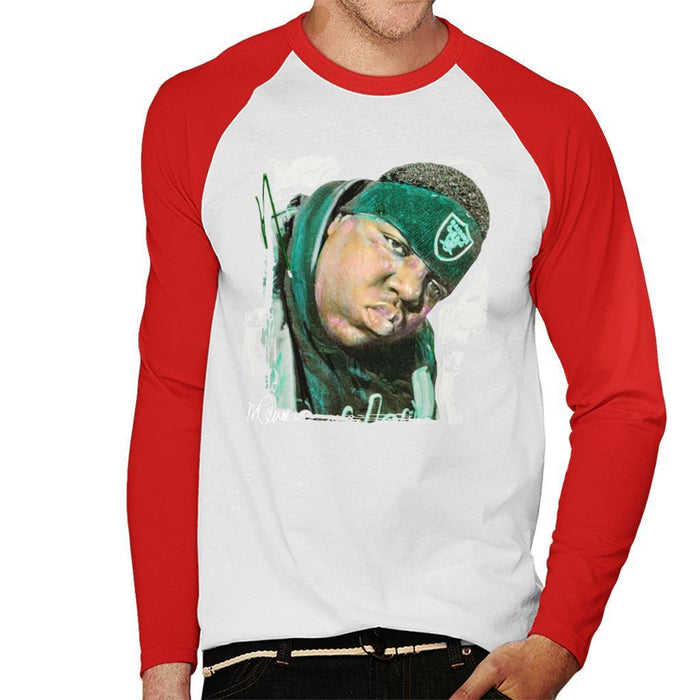 Sidney Maurer Original Portrait Of Notorious BIG Mens Baseball Long Sleeved T-Shirt - Mens Baseball Long Sleeved T-Shirt