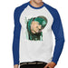 Sidney Maurer Original Portrait Of Notorious BIG Mens Baseball Long Sleeved T-Shirt - Small / White/Royal - Mens Baseball Long Sleeved