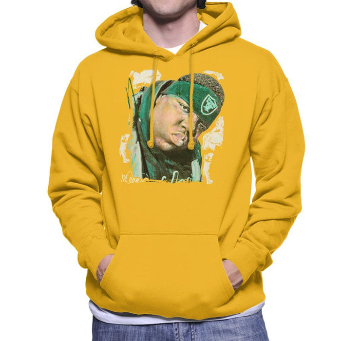 Sidney Maurer Original Portrait Of Notorious BIG Mens Hooded Sweatshirt - Small / Gold - Mens Hooded Sweatshirt