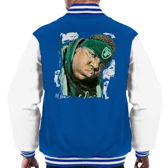 Sidney Maurer Original Portrait Of Notorious BIG Mens Varsity Jacket - Small / Royal/White - Mens Varsity Jacket