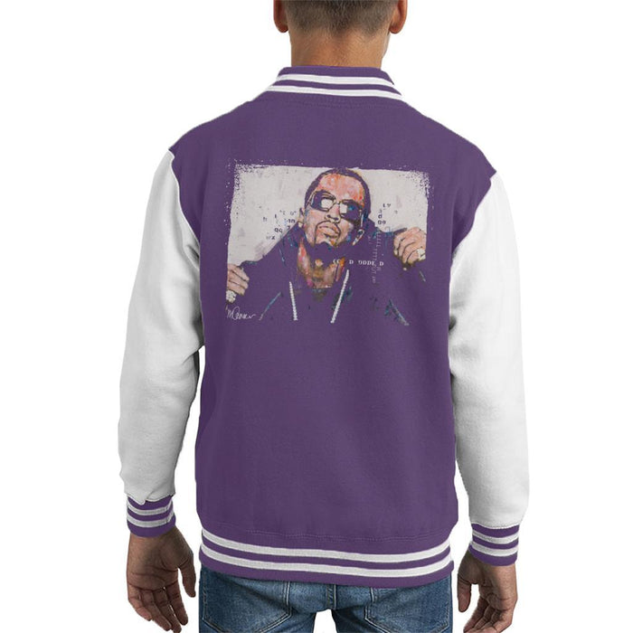 Sidney Maurer Original Portrait Of P Diddy Kids Varsity Jacket - X-Small (3-4 yrs) / Purple/White - Kids Boys Varsity Jacket