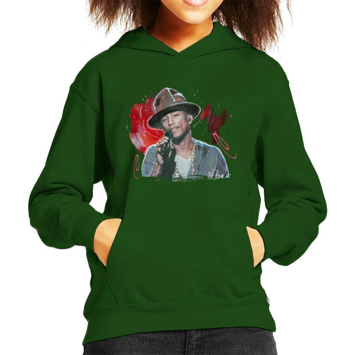 Sidney Maurer Original Portrait Of Pharrel Williams Live Kids Hooded Sweatshirt - Kids Boys Hooded Sweatshirt