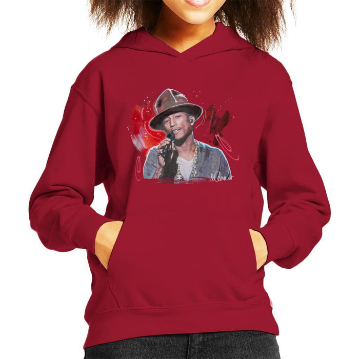 Sidney Maurer Original Portrait Of Pharrel Williams Live Kids Hooded Sweatshirt - Kids Boys Hooded Sweatshirt
