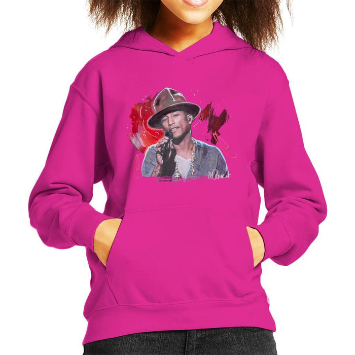 Sidney Maurer Original Portrait Of Pharrel Williams Live Kids Hooded Sweatshirt - Kids Boys Hooded Sweatshirt