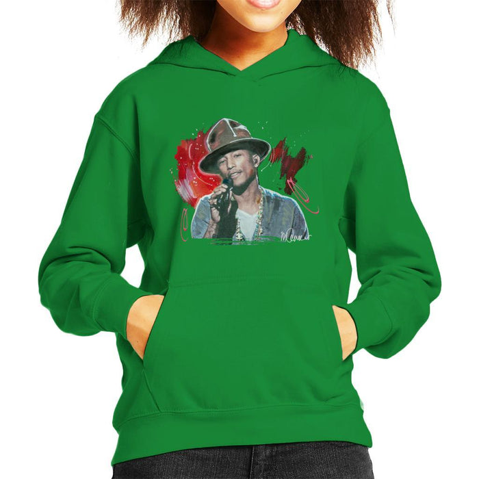 Sidney Maurer Original Portrait Of Pharrel Williams Live Kids Hooded Sweatshirt - Kids Boys Hooded Sweatshirt