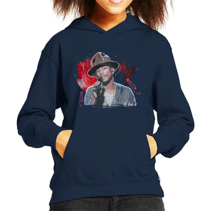 Sidney Maurer Original Portrait Of Pharrel Williams Live Kids Hooded Sweatshirt - Kids Boys Hooded Sweatshirt