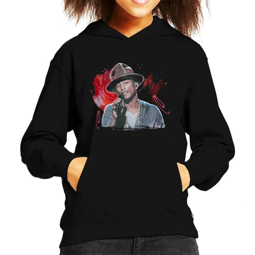 Sidney Maurer Original Portrait Of Pharrel Williams Live Kids Hooded Sweatshirt - Kids Boys Hooded Sweatshirt