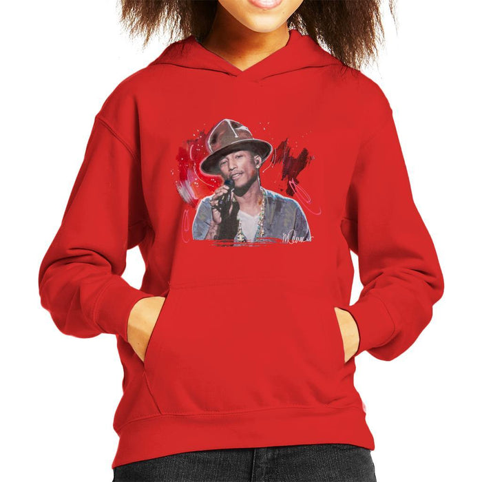 Sidney Maurer Original Portrait Of Pharrel Williams Live Kids Hooded Sweatshirt - Kids Boys Hooded Sweatshirt