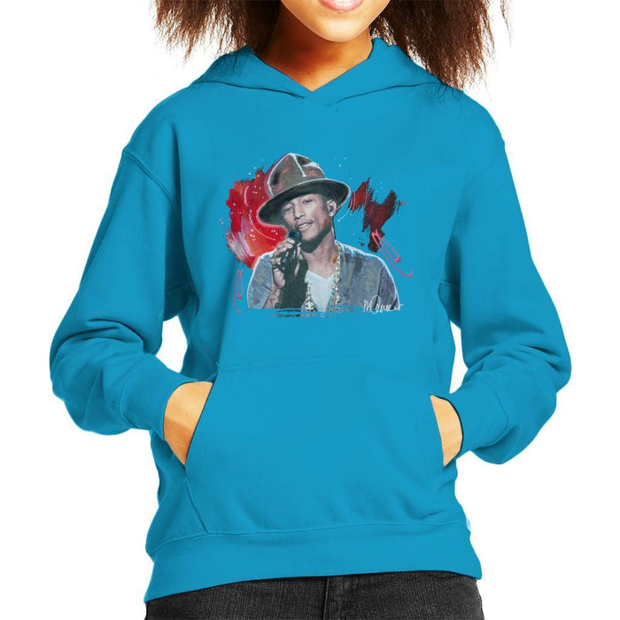 Sidney Maurer Original Portrait Of Pharrel Williams Live Kids Hooded Sweatshirt - Kids Boys Hooded Sweatshirt