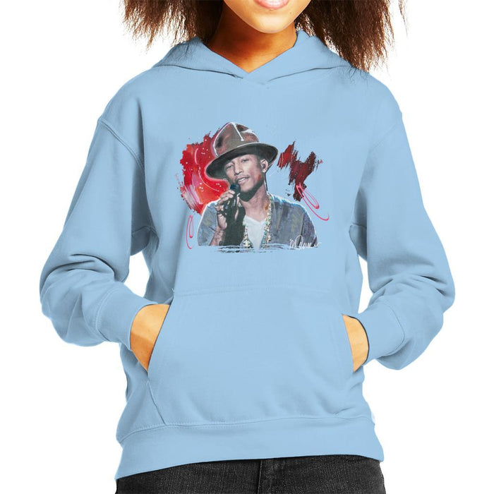 Sidney Maurer Original Portrait Of Pharrel Williams Live Kids Hooded Sweatshirt - Kids Boys Hooded Sweatshirt