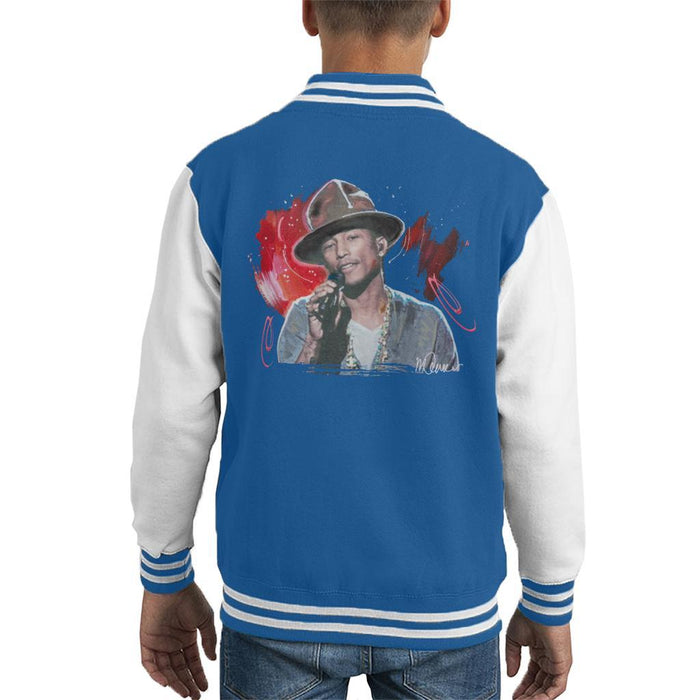 Sidney Maurer Original Portrait Of Pharrel Williams Live Kids Varsity Jacket - X-Small (3-4 yrs) / Royal/White - Kids Boys Varsity Jacket