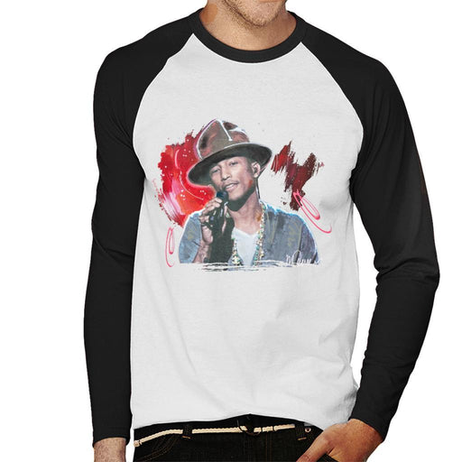 Sidney Maurer Original Portrait Of Pharrel Williams Live Mens Baseball Long Sleeved T-Shirt - Mens Baseball Long Sleeved T-Shirt