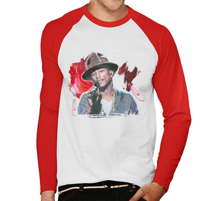Sidney Maurer Original Portrait Of Pharrel Williams Live Mens Baseball Long Sleeved T-Shirt - Mens Baseball Long Sleeved T-Shirt