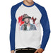 Sidney Maurer Original Portrait Of Pharrel Williams Live Mens Baseball Long Sleeved T-Shirt - Small / White/Royal - Mens Baseball Long