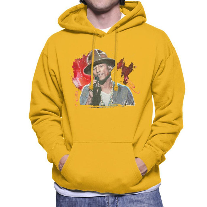 Sidney Maurer Original Portrait Of Pharrel Williams Live Mens Hooded Sweatshirt - Small / Gold - Mens Hooded Sweatshirt