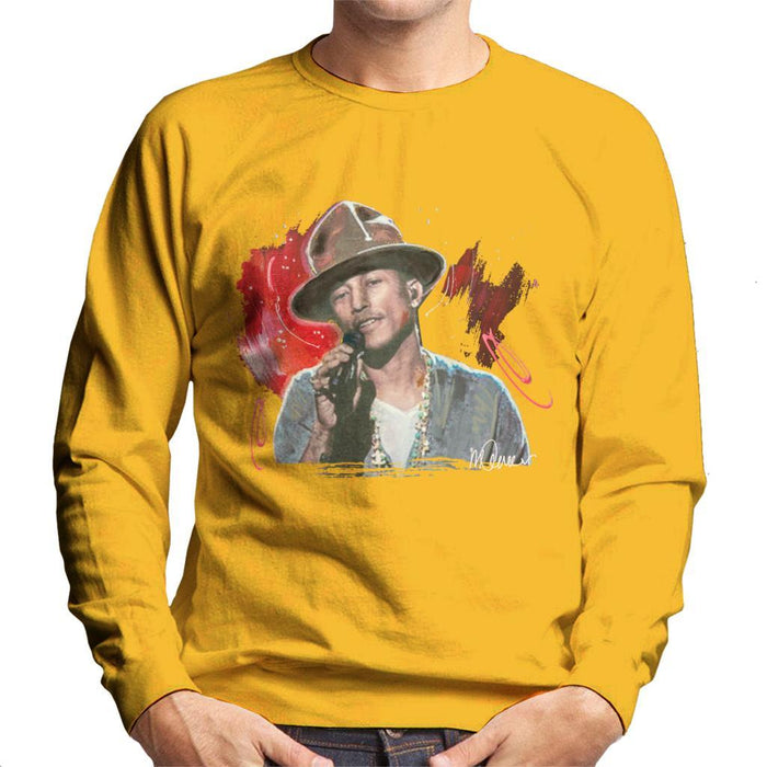 Sidney Maurer Original Portrait Of Pharrel Williams Live Mens Sweatshirt - Small / Gold - Mens Sweatshirt
