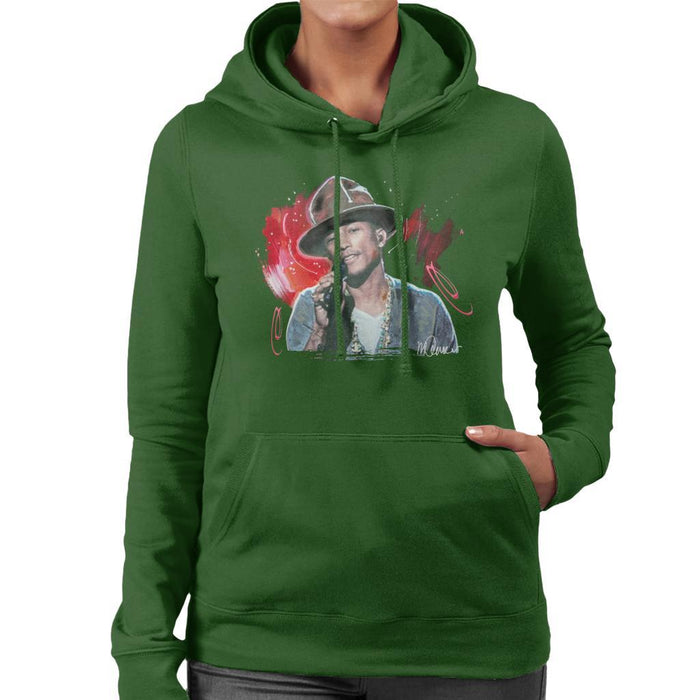 Sidney Maurer Original Portrait Of Pharrel Williams Live Womens Hooded Sweatshirt - Womens Hooded Sweatshirt