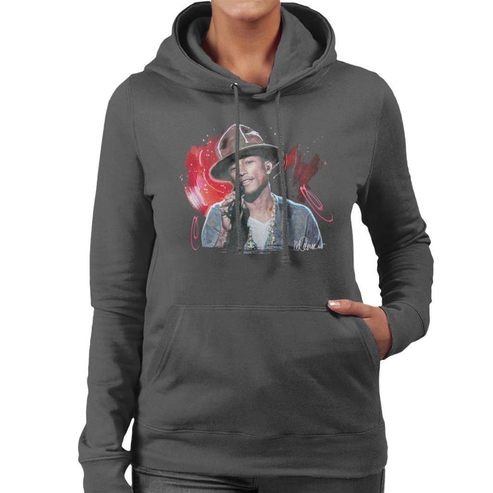 Sidney Maurer Original Portrait Of Pharrel Williams Live Womens Hooded Sweatshirt - Womens Hooded Sweatshirt