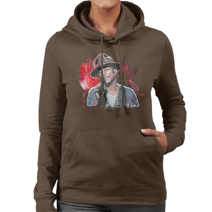 Sidney Maurer Original Portrait Of Pharrel Williams Live Womens Hooded Sweatshirt - Womens Hooded Sweatshirt