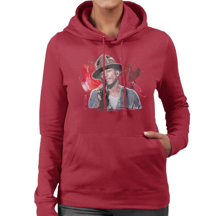 Sidney Maurer Original Portrait Of Pharrel Williams Live Womens Hooded Sweatshirt - Womens Hooded Sweatshirt