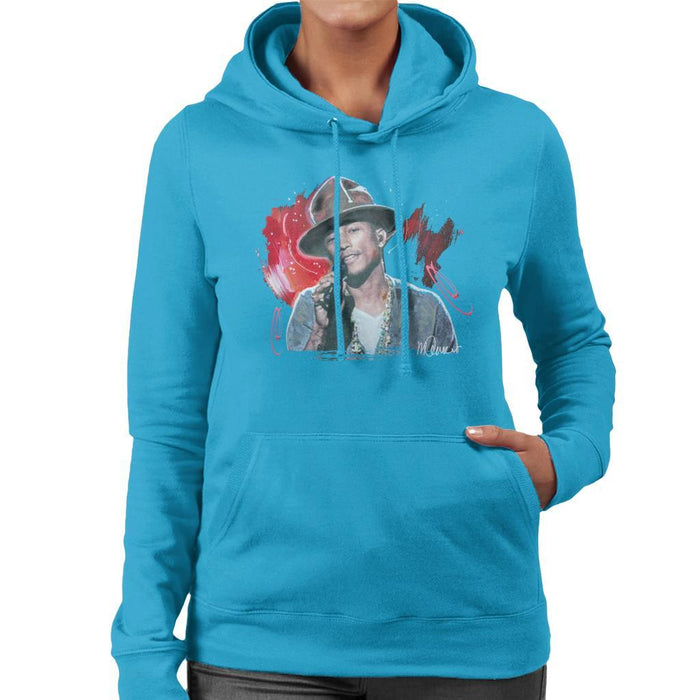 Sidney Maurer Original Portrait Of Pharrel Williams Live Womens Hooded Sweatshirt - Womens Hooded Sweatshirt