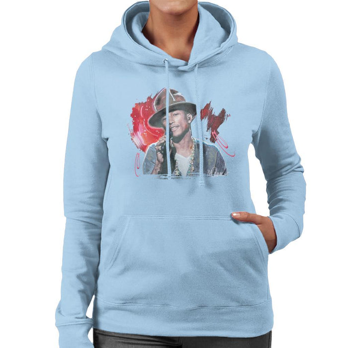 Sidney Maurer Original Portrait Of Pharrel Williams Live Womens Hooded Sweatshirt - Womens Hooded Sweatshirt