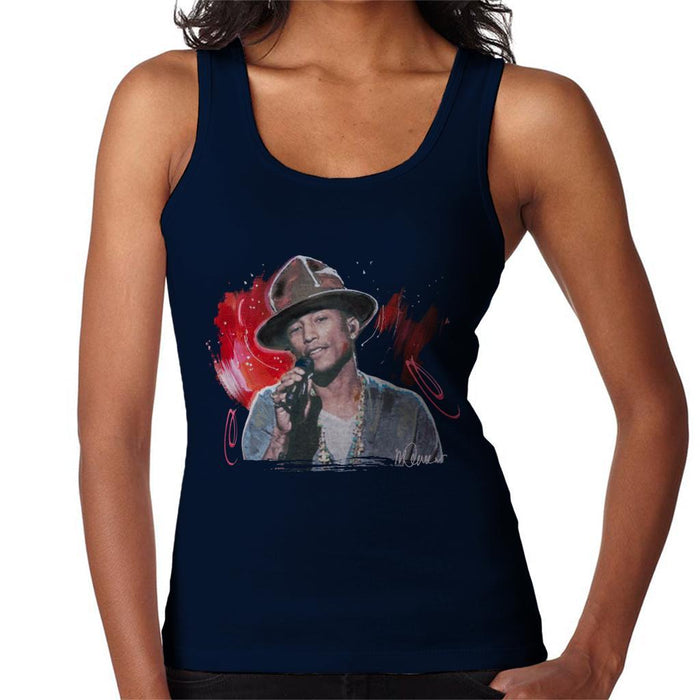 Sidney Maurer Original Portrait Of Pharrel Williams Live Womens Vest - Small / Navy Blue - Womens Vest
