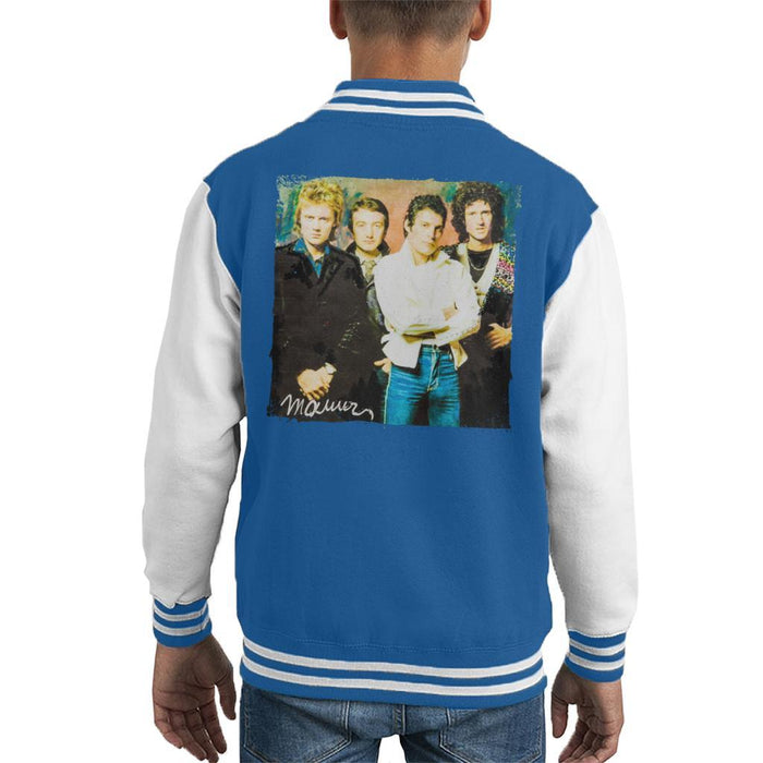 Sidney Maurer Original Portrait Of Queen Kids Varsity Jacket - X-Small (3-4 yrs) / Royal/White - Kids Boys Varsity Jacket