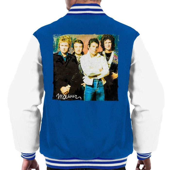 Sidney Maurer Original Portrait Of Queen Mens Varsity Jacket - Small / Royal/White - Mens Varsity Jacket
