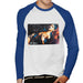 Sidney Maurer Original Portrait Of Rihanna White Mens Baseball Long Sleeved T-Shirt - Small / White/Royal - Mens Baseball Long Sleeved