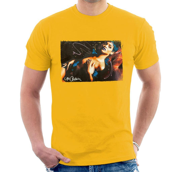 Sidney Maurer Original Portrait Of Rihanna White Mens T-Shirt - Small / Gold - Mens T-Shirt