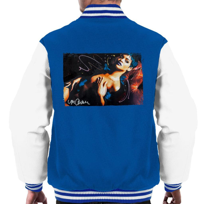 Sidney Maurer Original Portrait Of Rihanna White Mens Varsity Jacket - Small / Royal/White - Mens Varsity Jacket
